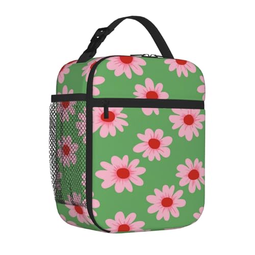 Lunch Box for Women Men Insulated Lunch Bag Cute Flower Small Cooler Bag Adult Lunchbox Cute Reusable Tote Bags for Work Travel Picnic