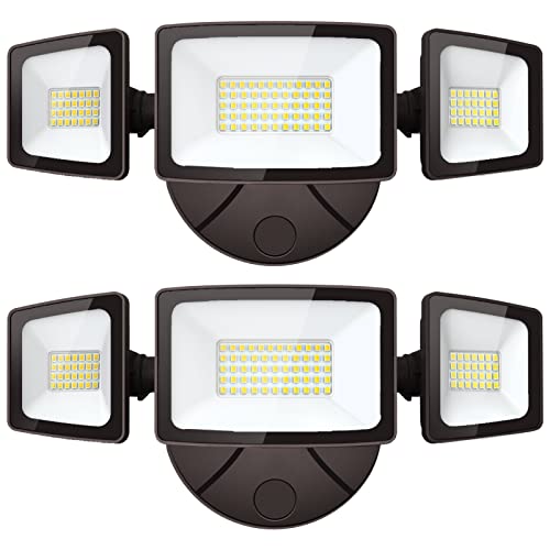 Onforu 2 Pack 55W Flood Lights Outdoor, 5500Lm Led Flood Light Outdoor With 3 Adjustable Heads, Ip65 Waterproof Switch Controlled Outdoor Flood Light Fixture, 6500K Security Light For Eave Garden Yard #TOP9