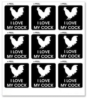 I Love My Cock - Rooster - Set of 9 - Window Bumper Laptop Wall Door Sticker Vinyl Decal - Apply to any surfaces