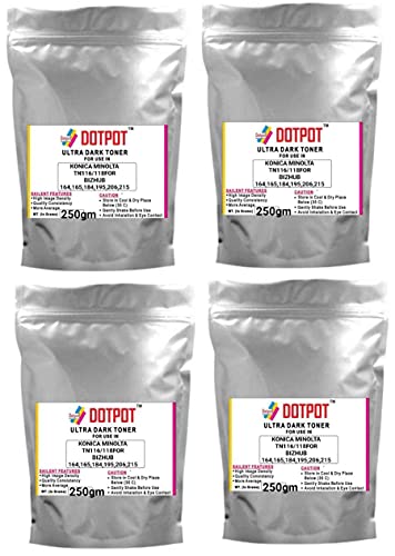 Image of Dotpot Toner Powder for USE in KONICA MINOLTA BIZHUB 164 /184 / 185 /195 / 206 /215 / 226 /266 / 306 PHOTOCOPIER and Printer Pack 4