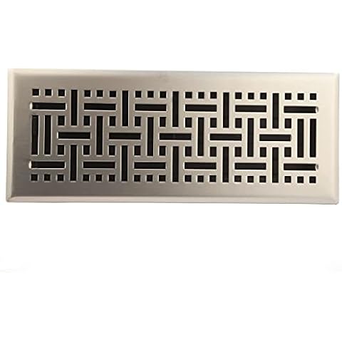 Hartford Ventilation Floor Register 4” x 12” - Decor Vent Cover for Home - Heavy Duty Metal Design with Scratch Resistant Finish - Smooth Glide Damper (1, Brushed Nickel) Cover