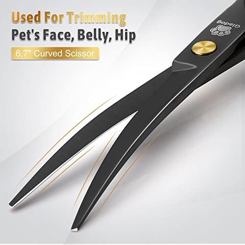 Image of Dog Grooming Scissors Kit with Safety Round Tips, GLADOG Professional 5 in 1 Grooming Scissors for Dog