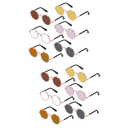 NOLITOY 2sets Funny Party Glasses Cat Dog Puppy Sunglasses Metal Plastic Frame Decorative Eyewear 6pcs*2