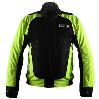 Studds Motorcycle Riding Jacket With Accessories Set Of 3 Flourescent Green & Black