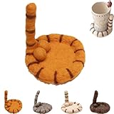 Katzen-Hintern-Filzuntersetzer, handgefertigter süßer Katzenschwanz-Kaffeegetränke-Untersetzer...