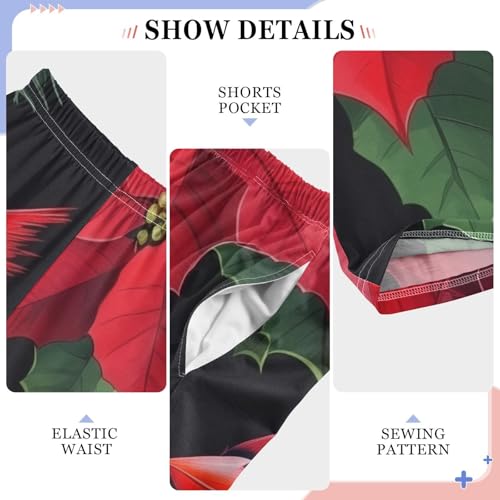 Cardinal Bird Christmas Tree Boys Long Pants Soft Trousers Elastic Waist Kids Lounge Bottoms with Pockets S-XL4