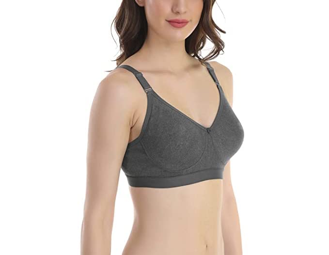 Image of SKDREAMS Blue & Brown & Purple-32D Cotton Blend Seamless Non Padded Non-Wired Full Coverage Pack of 3 Women T-Shirt Bra Combo