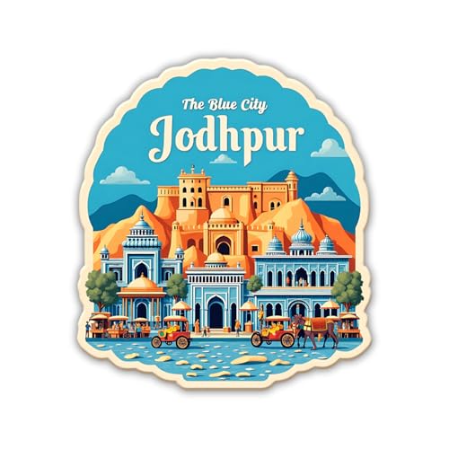 Image of Naxon Jodhpur City Theme Souvenir Wooden Fridge Magnet for Refrigerator - Printed Fridge Magnet for Kitchen & Home Decor | Perfect Souvenir Gift | Size 3x3 in | Pack of 1