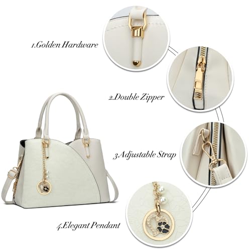 Image of KKXIU Triple Compartments Purses and Handbags for Women Fashion Ladies Satchel Shoulder Top Handle Bag