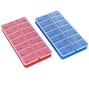 COM-FOUR® 2X medicatie dispenser in het NEDERLANDS – medicatiebox voor 7 dagen – elk 2 compartimenten – pillendoosje – pillendoosje – tabletdoos – weekdispenser voor bewaring [NEDERLANDS]