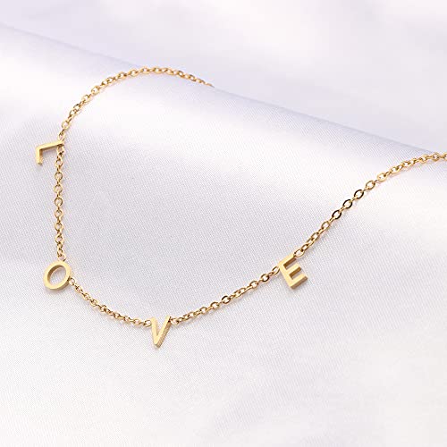 Memgift Love Necklaces Letter Necklaces For Women Mother Grandma Necklace Perfect Personalized Dainty 18K Gold Plated Stainless Steel Jewelry Birthday Mother's Day Christmas Gifts #TOP3