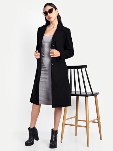 Image of HAUTEMODA Women's Winter Coat Trench Long Sleeves Over Coat With Pocket single Breasted
