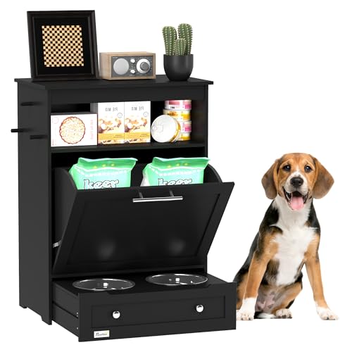 PawHut Dog Feeding Station with Storage Cabinet