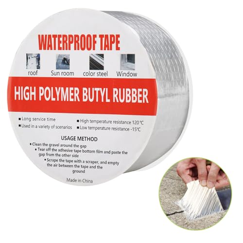 Diealles Shine Ruban Butyle, 50 mm x 5 m, Ruban D'étanchéIté Autocollant, Imperméable, épaisseur 1,5mm, Ruban Bitumineux en Aluminium, Réparation des Fuites de Toiture, Fissures Superficielles