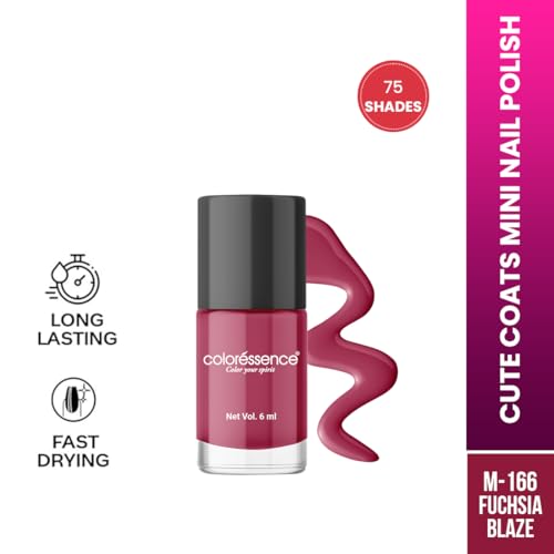 Image of Coloressence Cute Coats Long Lasting Nail Paint | Chip Resistant | Quick Dry | One Swipe Application | Toxin Free|Fuchsia Blaze-6ml