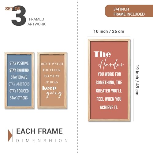 Image of kotart - Motivational Wall Decor Paintings| Painting for wall Hanging | Quotes Wall Decor Paintings | Motivational Quotes Poster With Frame | Wall Hanging Painting For Office Living Room Bedroom Set of 3 (10x19 inch, E)