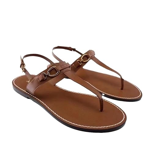 Summer Flip Flop Clip Sandals with Buckle Flat Bottoms, Versatile and Comfortable Beach Sandals for Women(Black,8)