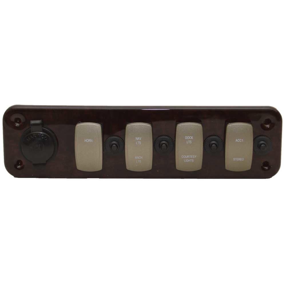 Premier Pontoon Boat Rocker Switch Panel | 10 1/4 Inch Woodgrain