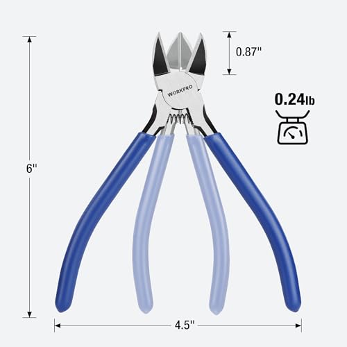 Image of WORKPRO 2-Pack Wire Cutters, 6 Inch Precision Flush Cutters, Side Cutters | 2-Piece Diagonal Cutters with Carbon Steel, Ergonomic Handles for Crafts, Jewelry Making, Electronics, 3D Print, Floral