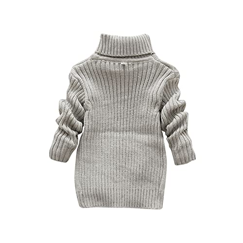 Kids Boys Knitted Pullovers Toddler Boys Girls Children's Winter Sweater Solid Color Turtleneck (Grey, 2-3 Years)2