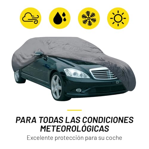 Miniatura 5 de Dunlop Funda Coche Xl - Funda Protectora Para Coche Universal - Cubierta Para Coche 534 X 178 X 120 Cm - Con Cordón Elástico Y Anillos - Impermeable Para Interior Y Exterior - Gris