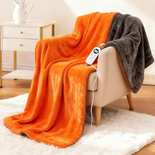Electric Heated Blanket Throw 50''x60'' Soft Flannel Fast Heating 12