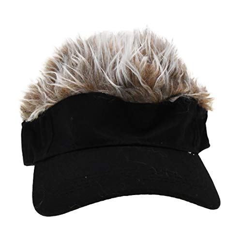 Adult Novelty Sun Visor Cap with Spiked Hairs Wig Peaked Adjustable Baseball Hat