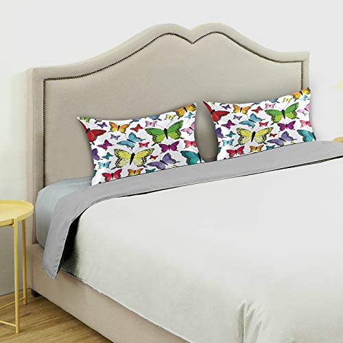 Blueangle Colorful Butterflies Satin Pillowcase For Hair And Skin Silk Pillowcase, Standard Size(20X26 Inches) - Slip Cooling Satin Pillow Covers With Envelope Closure #TOP2