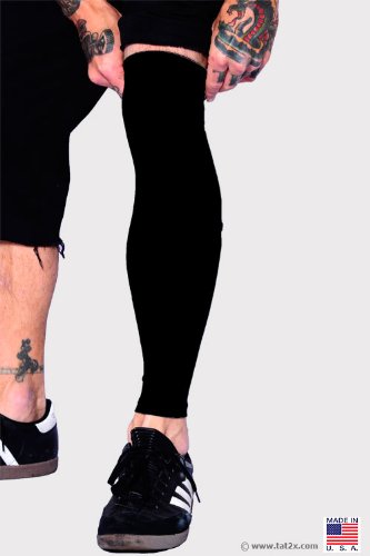 Tat2X Ink Armor Premium Full Leg Tattoo Cover Up Sleeve - No Slip Gripper - U.S. Made - Black - XL2X (single leg tattoo cover up sleeve) - Image 7