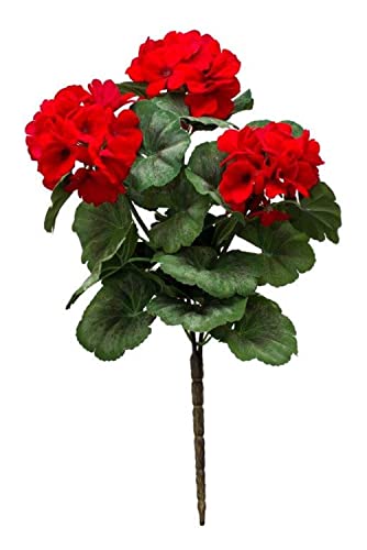 Melrose Polyester Set of 2 Geranium Bush with Green and Red Finish 82018DS