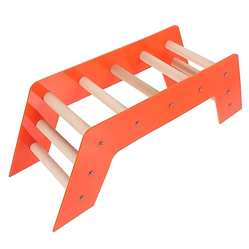 HANABASS Parrot Ladder Pet Climbing Toys Chinchilla Hamster Rat Cage Ladder Sturdy Orange Wooden Acrylic Toy