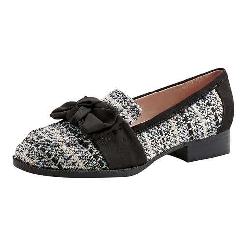 Bandolino Women's Lindio Loafer, Black/White Boucle Multi 008, 5