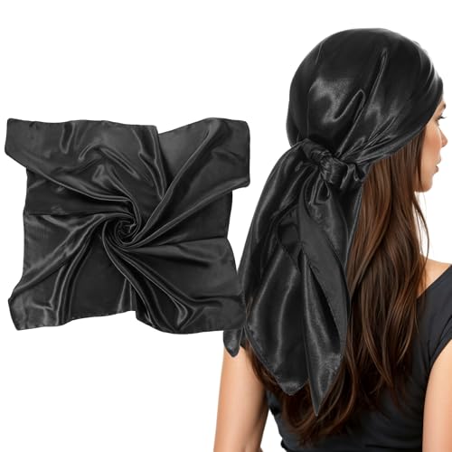 EupHHonycs 35" Satin Head Scarf, Silky Head Scarf Large Square Scarf Sleeping Hair Wrapping for Women Black, Black, 35x35 inches EupHHonycs 35" Satin Head Scarf, Silky Head Scarf Large Square Scarf Sleeping Hair Wrapping for Women Black, Black, 35x35 inches