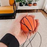Odoukey 2 Stück Rebound-Bälle mit Handschlaufe, 60 mm, Gummi-Basketball-Handgelenkbälle an Einer Schnur, Rücksprung-Armband für Kinder und Erwachsene
