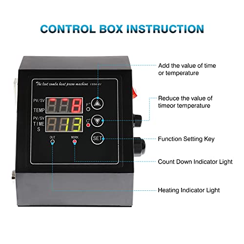 Ironwalls Heat Press Machine Digital Box With Time & Temperature Led Controller For 110V Hat Cap T-Shirt Plate Cup Mug Press Heat Transfer Machine Within 15" X 15", Digital Sublimation Print Machine #TOP4
