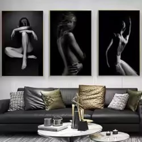 Peinture sur toile moderne de femme nue noire pour décoration murale de salon