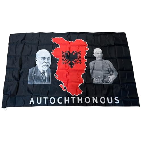 Albanische Flagge Autochthonous 150x90cm aus fein Polyester - Albanien Flagge Autochthonous - Kosovo Flagge Autochthonous - Flamuri i Shqipëris Autochthonous 150x90cm - Albanian Flag 150x90cm