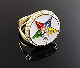 Art Art shop Stainless Steel Order of The Eastern Star Masonic Rings Gold with Crystal OES Rings for Men Women (7)