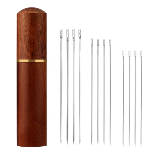 12pcs Self Easy Threading Needles, 3 Sizes Top Hanging Needles