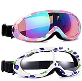 Ski Goggles, Pack of 2, Snowboard Goggles for Kids, Boys & Girls, Youth, Men
