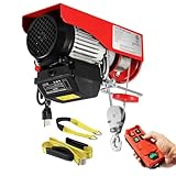 Partsam 2200lbs Automatic Lift Electric Hoists with Wireless Remote Control 120V Overhead Crane Garage Ceiling Pulley Winch w Towing Strap, Electric Wire Rope Hoist, 38ft Lifting Height