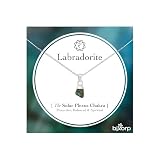 Bixorp Collana con Labradorite Grezza in Argento Sterling 925 – con Ciondolo in Pietra Grezza – Collana Chakra con Pietra Preziosa da Donna – Regolabile 45 cm + 5 cm
