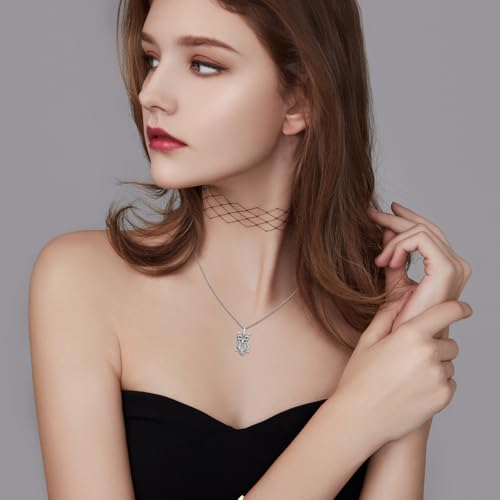 Urn Necklace for Ashes 925 Sterling Silver Cremation Pendant Horse/Dragon/Owl/Moonstone/Opal/Turquoise/Moss Agate/Malachite Keepsake Memorial Jewelry for Women Men3