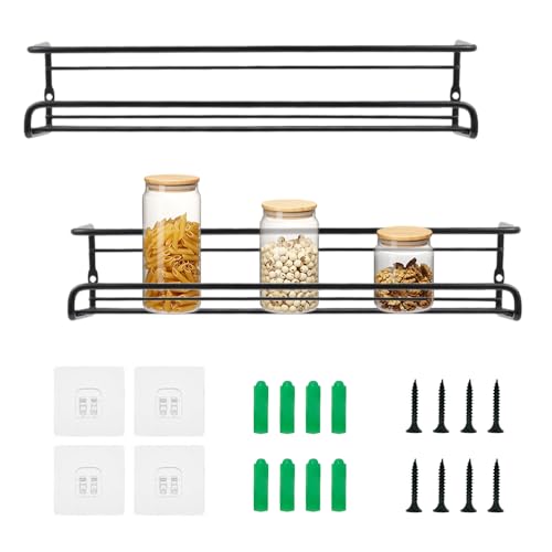 GIDWRIY Set Di 2 Porta Spezie per Cucina da Appendere,Portaspezie Salvaspazio da Parete,Spice Rack Organizer,Portaspezie Sottopensile,Organizzatore Spezie Senza Foratura con Autoadesivi e Viti