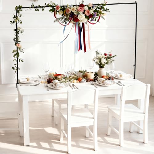 SHIJING Over The Table Rod Stand with Clamps Adjustable Length Black Table Arch 28"-69" Tall 30"-98" Length Arch Hanging, for Wedding Birthday Party Halloween Christmas Party by SHIJING - Used condition - Image 3