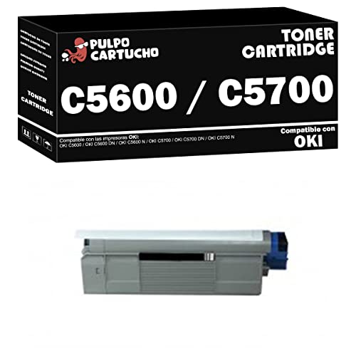 Pulpo Cartucho   Toner C5600 / C5700 Negro Compatible con Oki 43324408   Valido para Impresoras Oki C5600 / C5600 DN / C5600 N / C5700 / C5700 DN / C5700 N