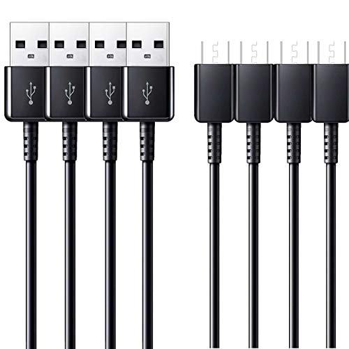 4Pack 6.6feet USB 2.0 Micro USB B Cable, High-Speed A Male to Micro B, Compatible with Samsung Galaxy S7 S7 Edge S6 Note5 4  S3 G3   G4   Stylo 3   V10   K10  Tribute X Style Black