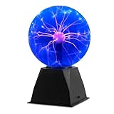Gresus 6 Inch Plug-in Plasma Ball Lamp - Touch & Sound Sensitive Interactive Plasma Lamp Nebula Sphere Globe, Science Educational Gift for Decorations/Parties/Bedroom (Blue)