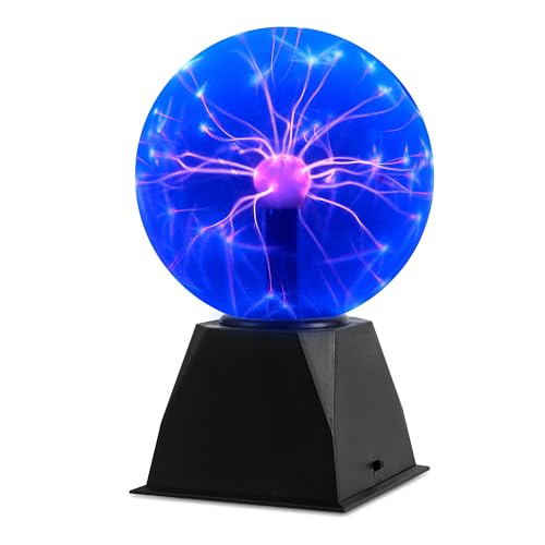 Gresus 6 Inch Plug-in Plasma Ball Lamp - Touch & Sound Sensitive Interactive Plasma Lamp Nebula Sphere Globe, Science Educational Gift for Decorations/Parties/Bedroom (Blue)