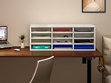 EasyPAG Wood Desktop 4 Tier 12 Compartments A4 Filing Tray Office Desk Tidy Mail Sorter File Holder Paper Organiser Magazine Storage Rack,White - Image 5
